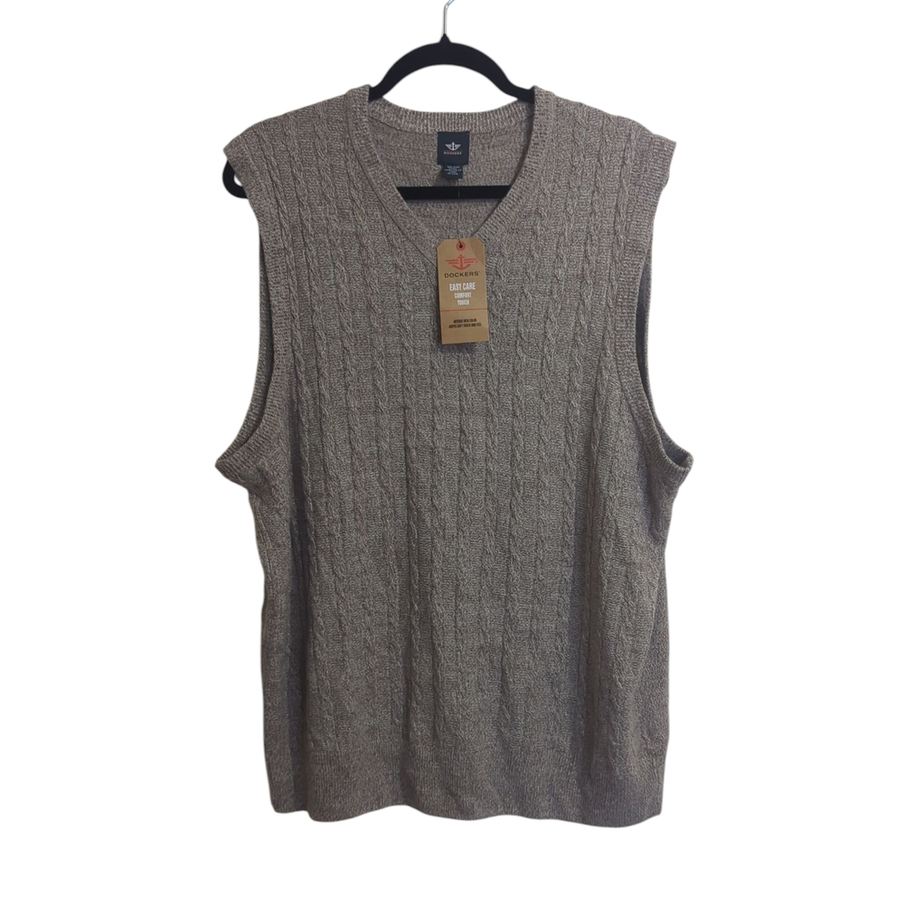 Dockers Brown Cable Knit Sweater Vest